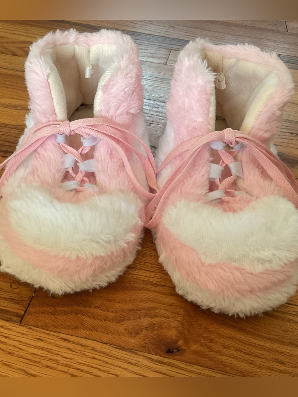 Women's Plush Pink Heart-Detail Lace-Up Slipper Boots